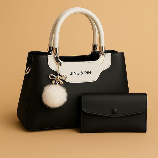 Fashion New Designer Women's PU Leather Plain Hand Bag Set