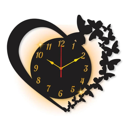 Heart Shaped Design Laminated Wall Clock With Backlight