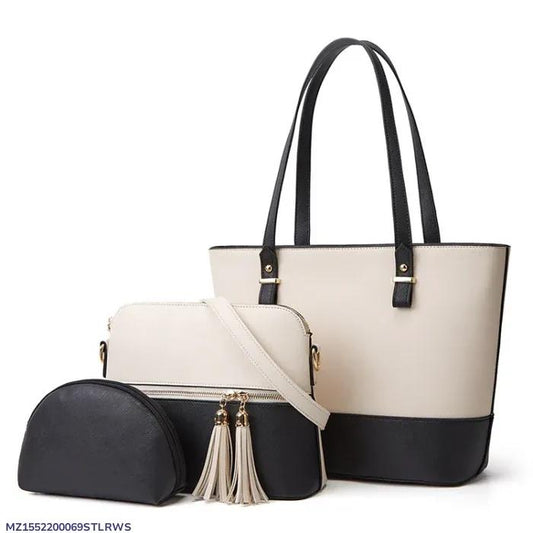 Chic Women's PU Leather Hand Bag Set - 3 Pcs